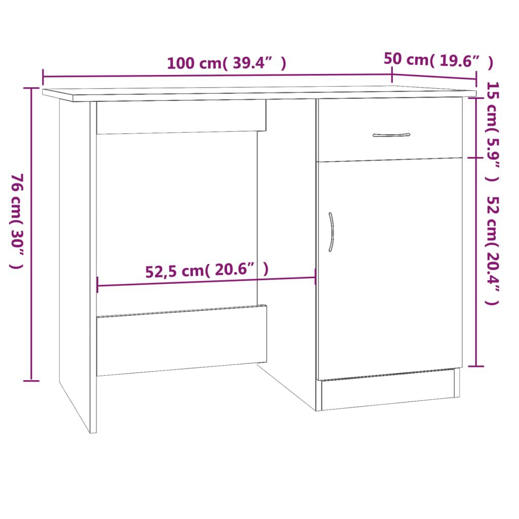 vidaXL Γραφείο Καπνιστή Δρυς 100x50x76 εκ. από Επεξεργασμένο Ξύλο