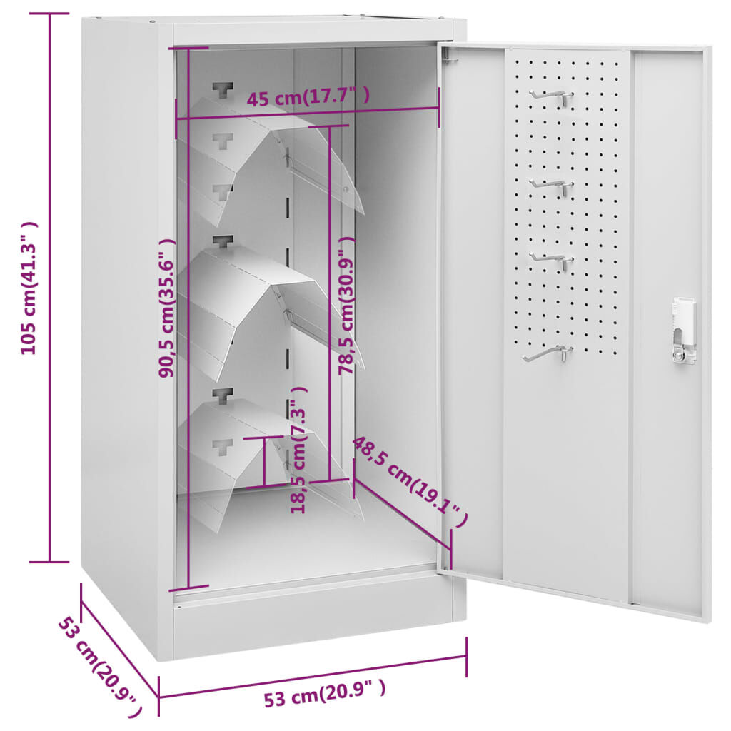 vidaXL Ντουλάπα για Σέλα Ανοιχτό Γκρι 53 x 53 x 105 εκ. Ατσάλινη