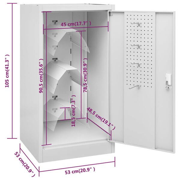 vidaXL Ντουλάπα για Σέλα Ανοιχτό Γκρι 53 x 53 x 105 εκ. Ατσάλινη