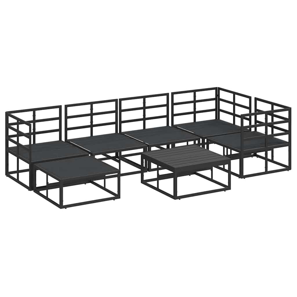 Σετ Καναπέ Κήπου με μαξιλάρι 7 pcs Μαύρο Αλουμίνιο