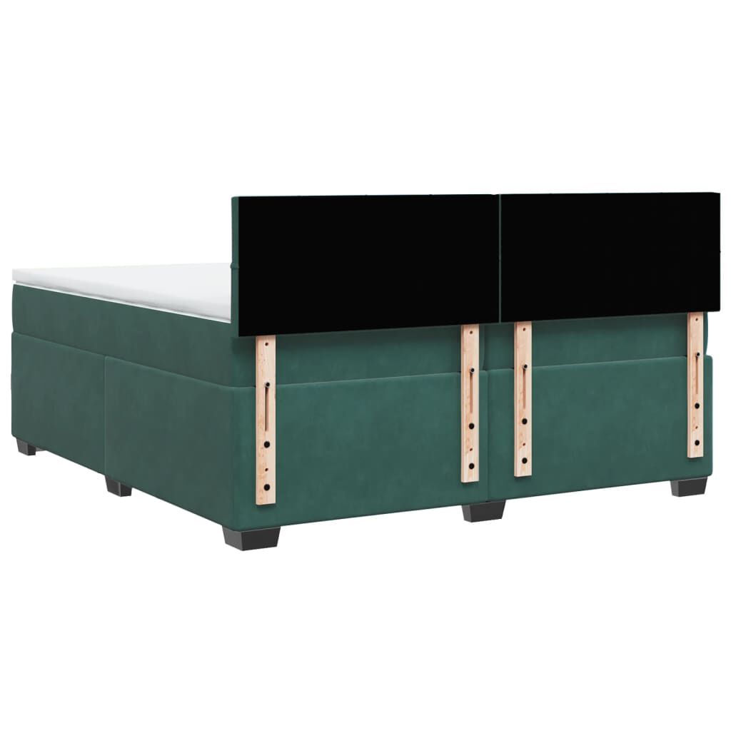 vidaXL Κρεβάτι Boxspring με Στρώμα Σκούρο Πράσινο 200x200εκ. Βελούδινο