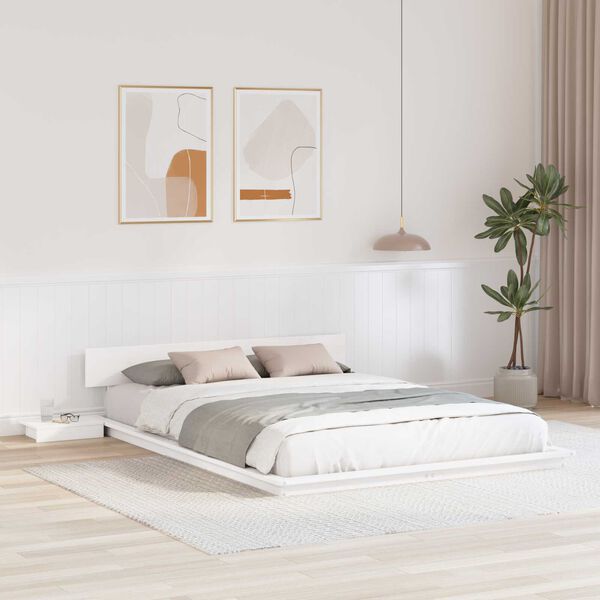vidaXL Σκελετός Κρεβατιού Λευκό 150 x 200 cm ξύλο