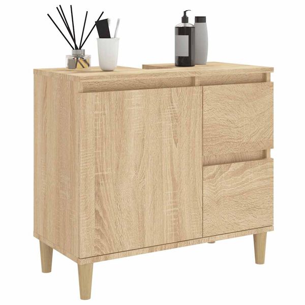 vidaXL Ντουλάπι Μπάνιου Sonoma Δρυς 65x33x60 εκ. Επεξεργασμένο Ξύλο
