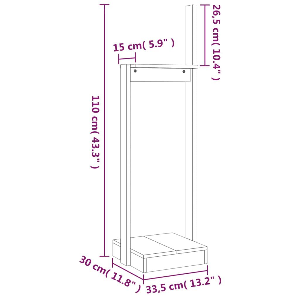 vidaXL Ξυλοθήκη 33,5x30x110 εκ. από Μασίφ Ξύλο Πεύκου