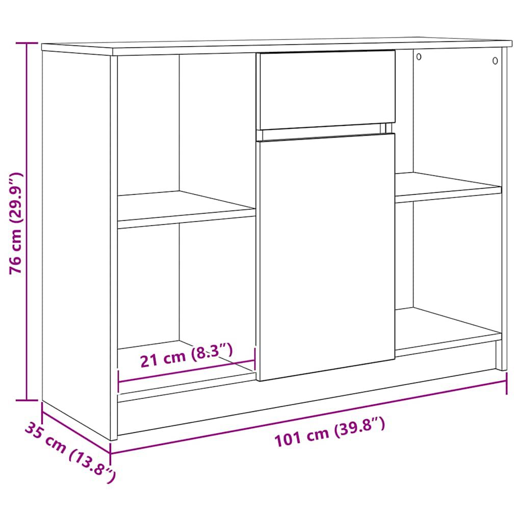 vidaXL Συρταριέρα με Συρτάρια Παλαιό ξύλο 101x35x76 εκ. από Επεξ. Ξύλο