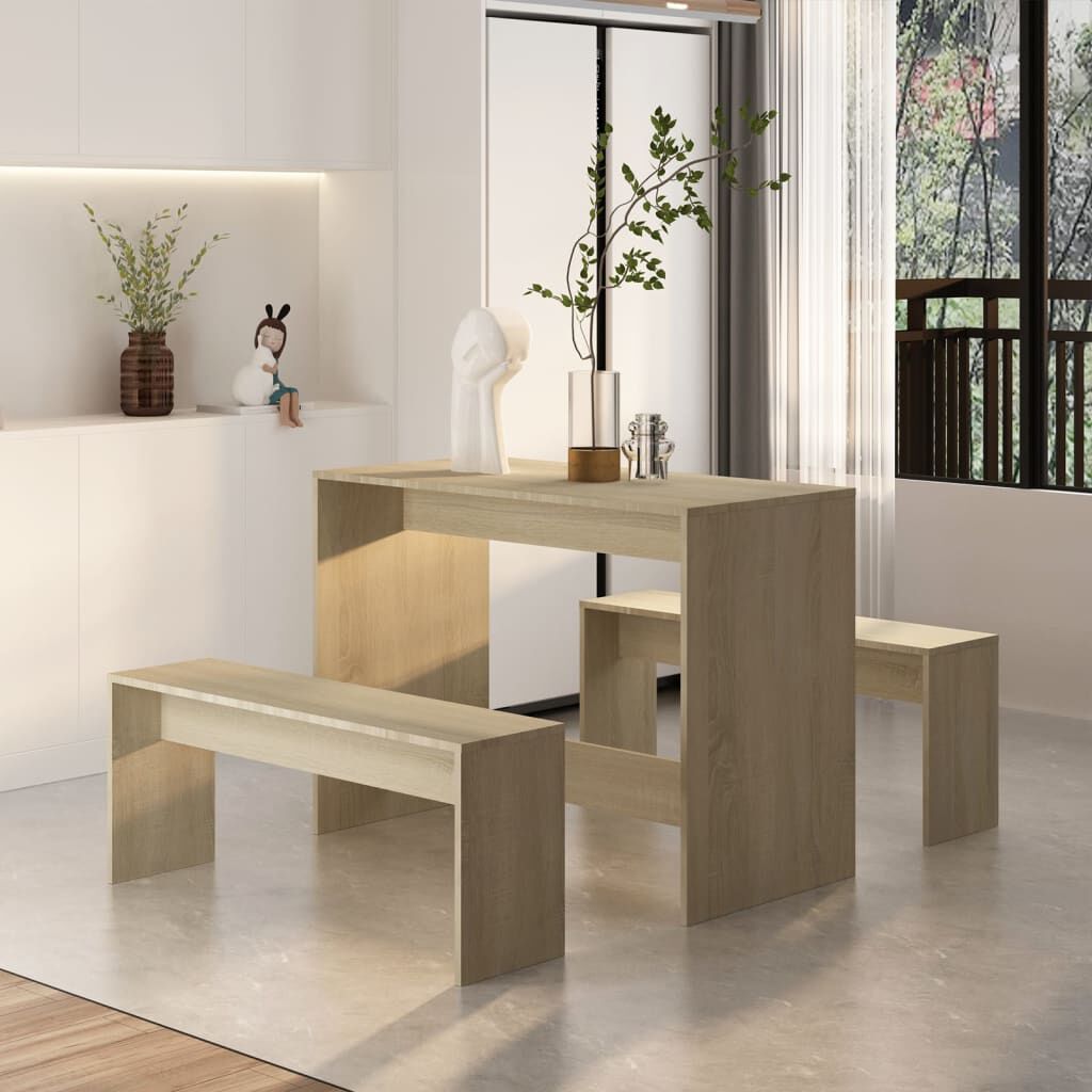 vidaXL Σετ Τραπεζαρίας 3 Sonoma Δρυς από Επεξεργασμένο Ξύλο
