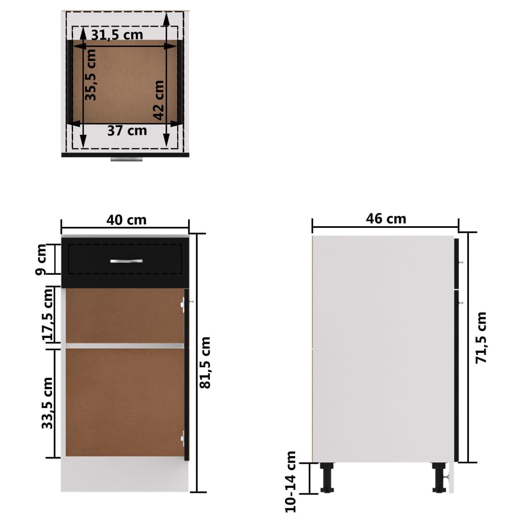 vidaXL Ντουλάπι με Συρτάρι Lyon Μαύρο 40x46x81,5 εκ. Επεξ. Ξύλο