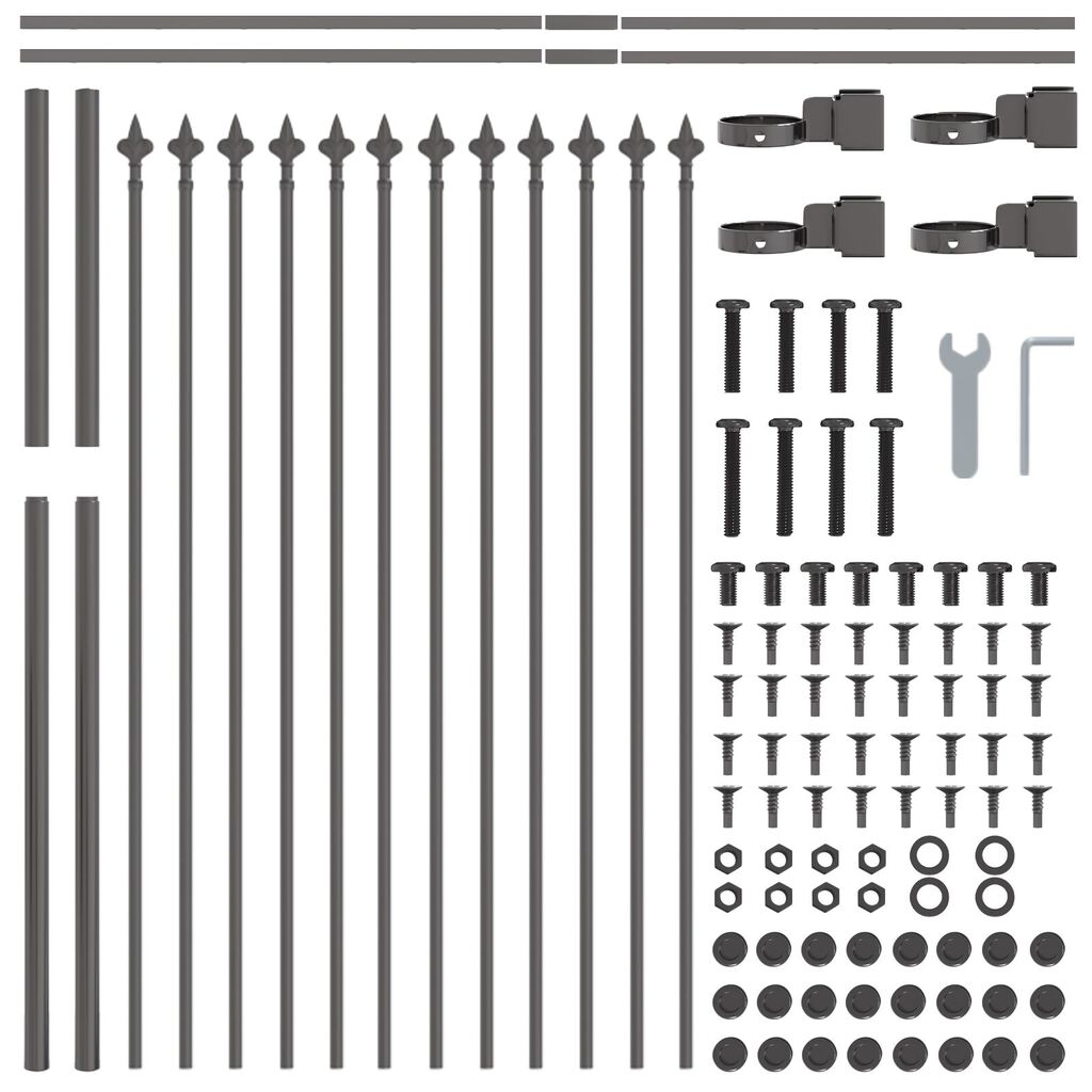 Περίφραξη κήπου vidaXL με αιχμές, Γκρι, 13,6x1,2 μ, Χάλυβας