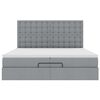 vidaXL Οθωμανικό κρεβάτι με στρώματα ανοιχτό γκρι 200x200cm ύφασμα