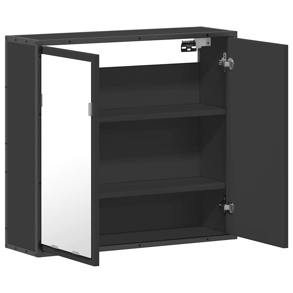 vidaXL Καθρέφτης Μπάνιου με Ντουλάπι Μαύρος 65x20x60 εκ. Επεξ. Ξύλο