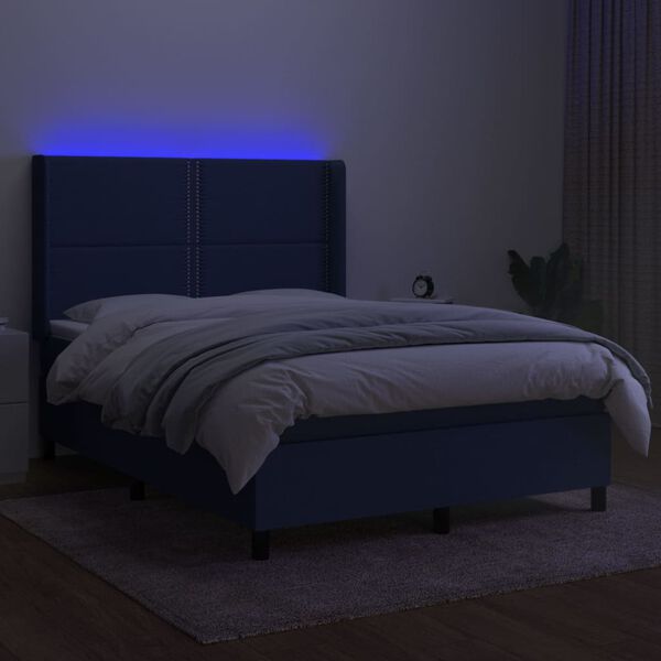 vidaXL &Kappa;&rho;&epsilon;&beta;ά&tau;&iota; Boxspring &mu;&epsilon; &Sigma;&tau;&rho;ώ&mu;&alpha; & LED &Mu;&pi;&lambda;&epsilon; 140x200 &epsilon;&kappa;. &Upsilon;&phi;&alpha;&sigma;&mu;ά&tau;&iota;&nu;&omicron;