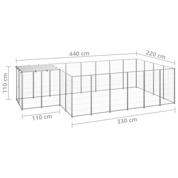 vidaXL Σπιτάκι Σκύλου Ασημί 8,47 m² Ατσάλινο