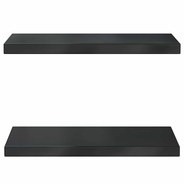vidaXL Ράφια Τοίχου 2 τεμ. Μαύρο 50x23,5x3 εκ. Ανοξείδωτο Ατσάλι