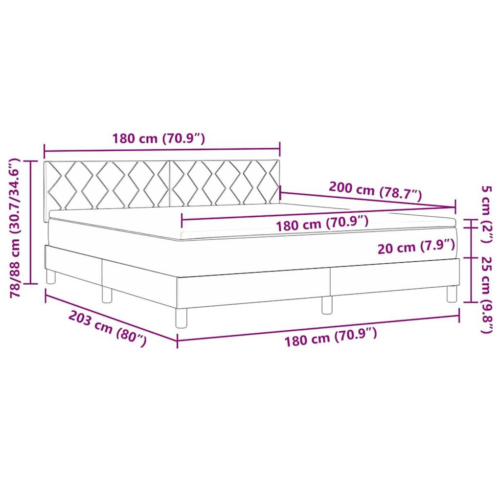 vidaXL Κρεβάτι με ελατήρια με στρώμα Ροζ 180 x 200 cm Βελούδο