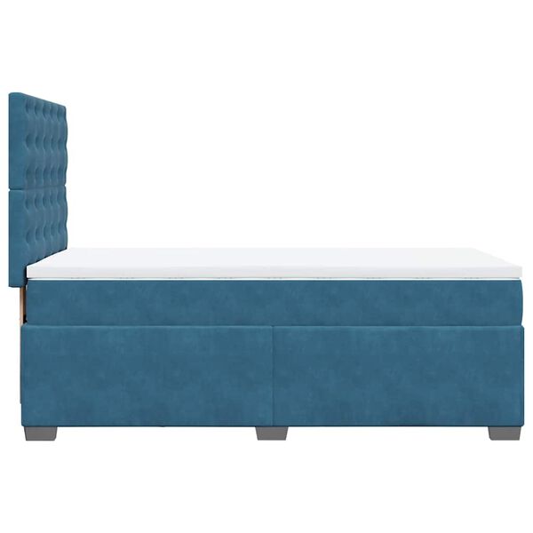 vidaXL Κρεβάτι Boxspring με Στρώμα Μπλε 90x200 εκ. Βελούδινο