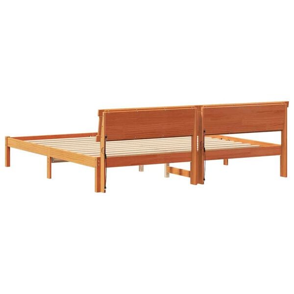 vidaXL Σκελετός Κρεβατιού Καφέ κεριού 200 x 200 cm Μασίφ ξύλο πεύκου