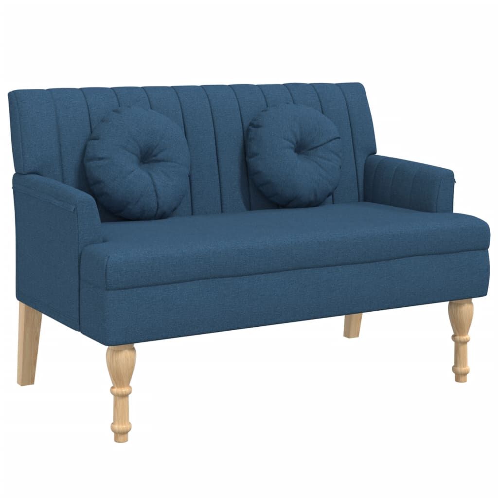 vidaXL Παγκάκι Μπλε 113 x 64,5 x 75,5 εκ. Υφασμάτινο με Μαξιλάρια