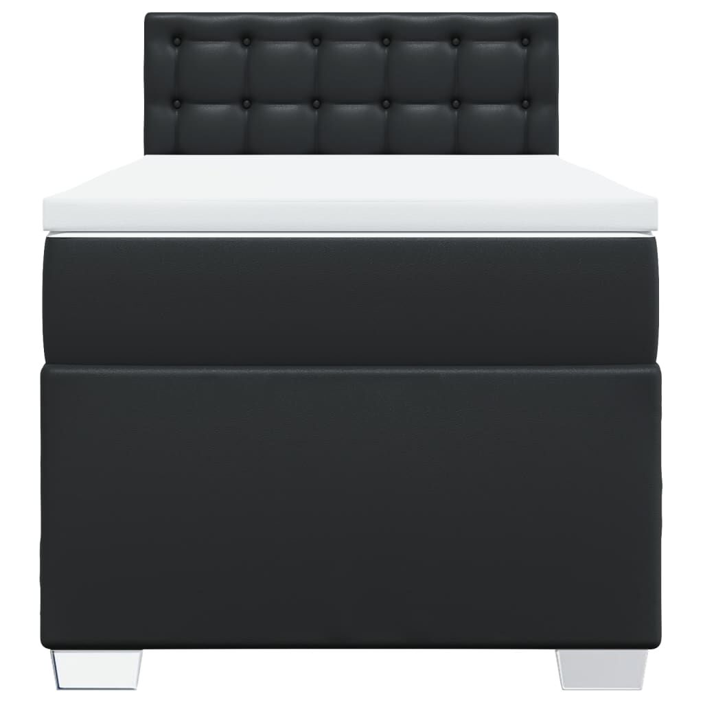 vidaXL Κρεβάτι Boxspring με Στρώμα Μαύρο 90x190εκ. από Συνθετικό Δέρμα