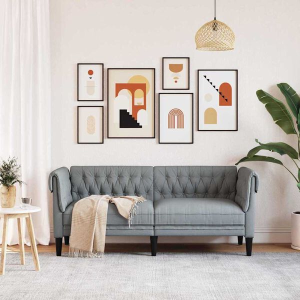 vidaXL Καναπές Chesterfield Ανοιχτό γκρι 182.5 x 74.5 x 74.5 εκατοστά