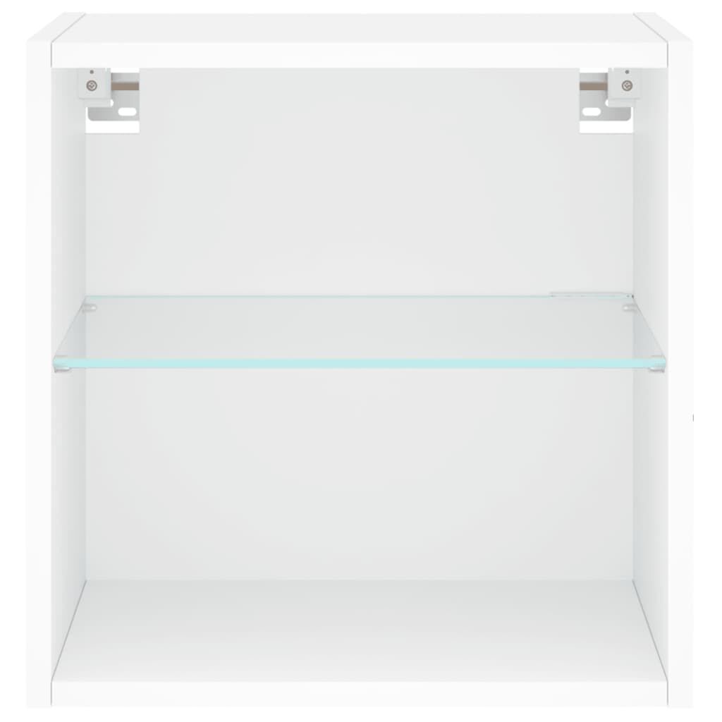 vidaXL Κομοδίνα Επιτοίχια με Φώτα LED 2 Τεμ. Λευκά