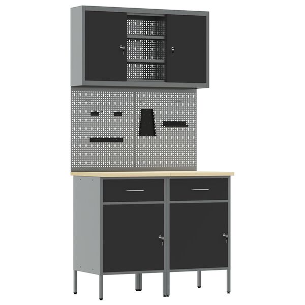 vidaXL Σετ Εργασίας 8 Τεμαχίων Γκρι Χάλυβα