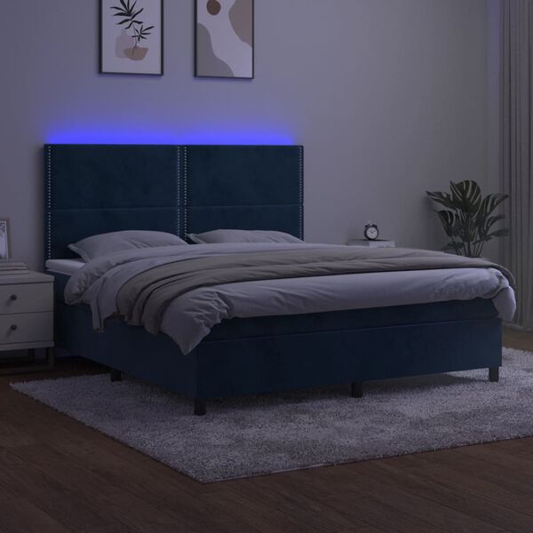 vidaXL &Kappa;&rho;&epsilon;&beta;ά&tau;&iota; Boxspring &mu;&epsilon; &Sigma;&tau;&rho;ώ&mu;&alpha; & LED &Sigma;&kappa;. &Mu;&pi;&lambda;&epsilon; 160x200&epsilon;&kappa;. &Beta;&epsilon;&lambda;&omicron;ύ&delta;&iota;&nu;&omicron;