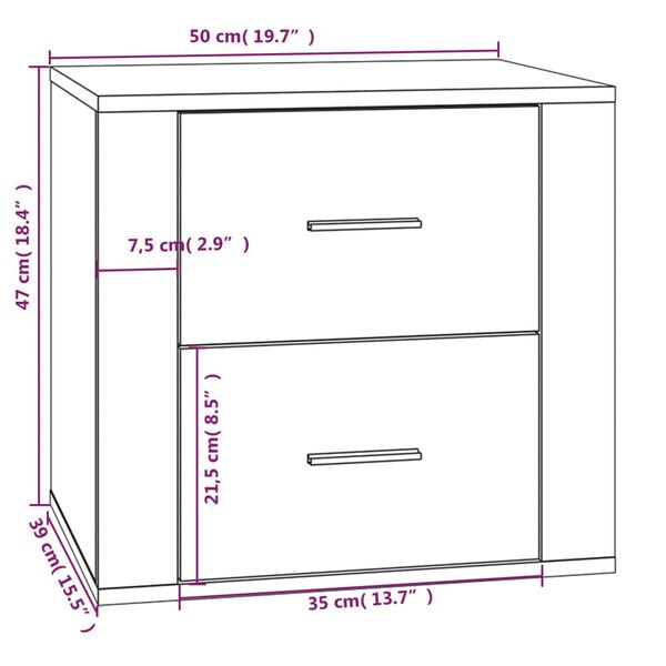 vidaXL Κομοδίνο Καπνιστή Δρυς 50 x 39 x 47 εκ.
