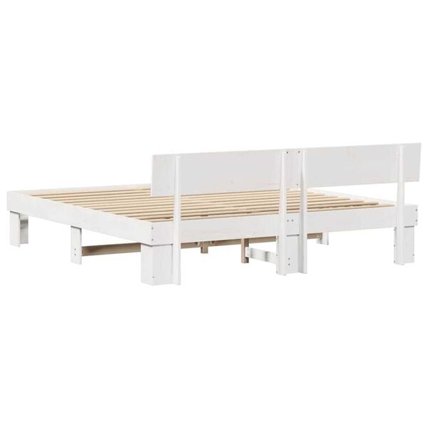 vidaXL Σκελετός Κρεβατιού Λευκό 200 x 200 cm Μασίφ ξύλο πεύκου