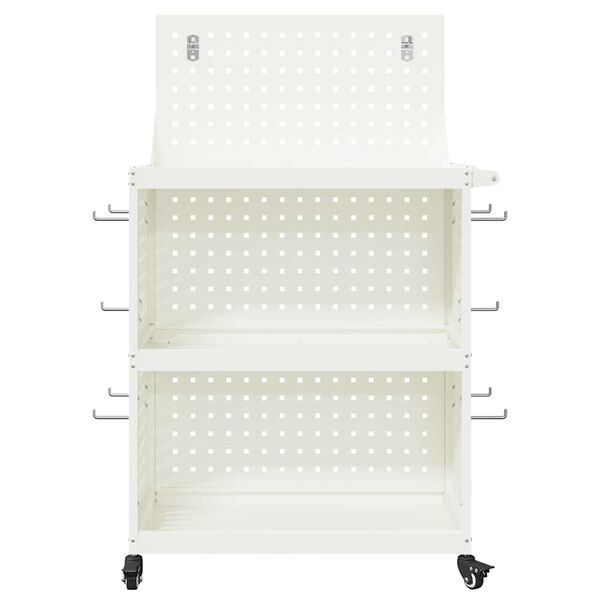 vidaXL Καρότσι εργαλείων με ράφι Λευκό 65 x 35 x 111 εκ Κρύα χάλυβας