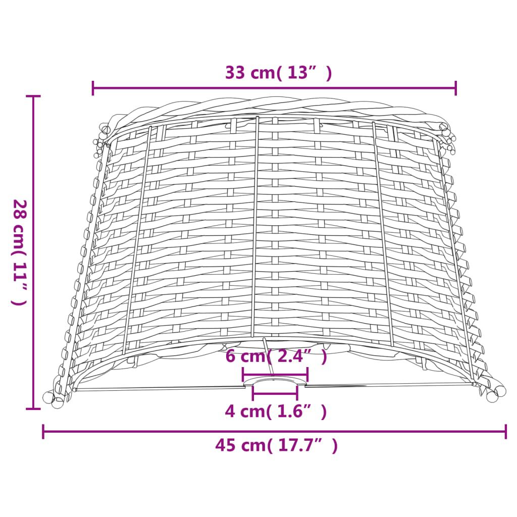 vidaXL Καπέλο Φωτιστικού Καφέ Ø45x28 εκ. από Wicker