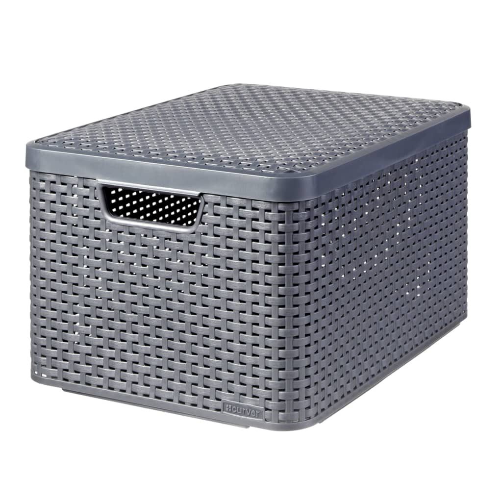 Curver Κουτί Αποθήκευσης με Καπάκι Style Ασημί L 30 Λ. Μεταλλικό