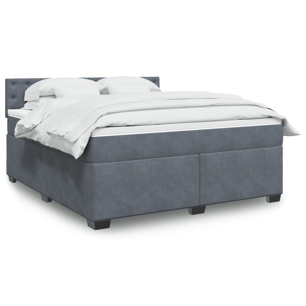 vidaXL Κρεβάτι Boxspring με Στρώμα Σκούρο Γκρι 180x200 εκ. Βελούδινο