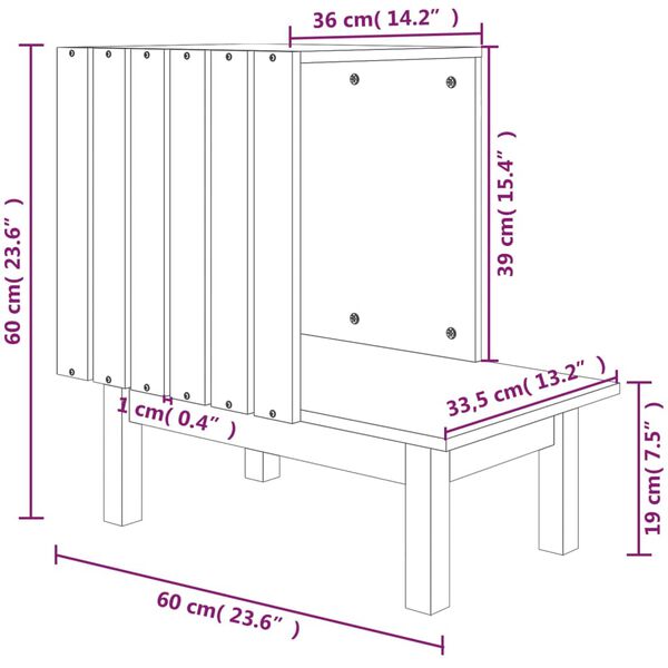 vidaXL Σπίτι Γάτας Λευκό 60 x 36 x 60 εκ. από Μασίφ Ξύλο Πεύκου