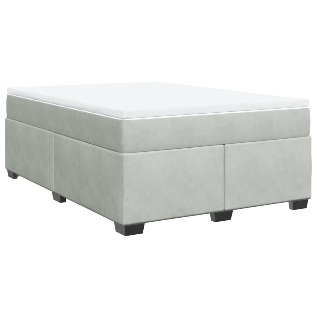 vidaXL Κρεβάτι Boxspring με Στρώμα Ανοιχτό Γκρι 140x200 εκ. Βελούδινο