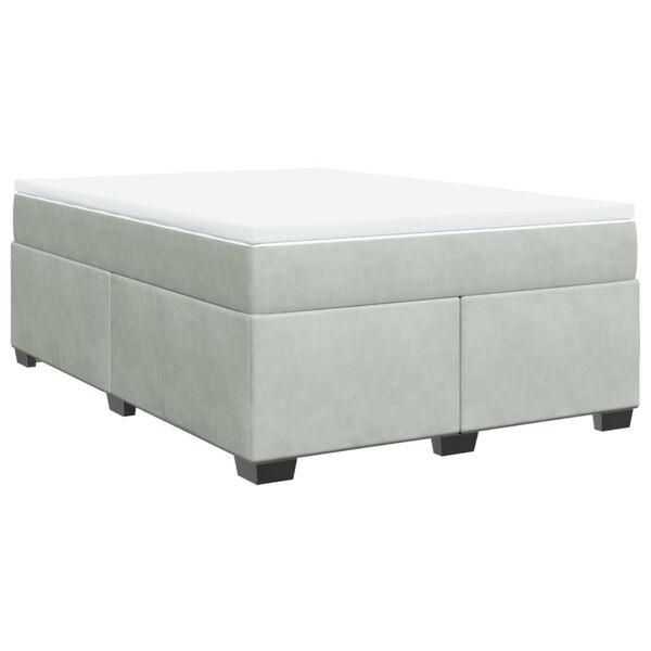 vidaXL Κρεβάτι Boxspring με Στρώμα Ανοιχτό Γκρι 140x200 εκ. Βελούδινο