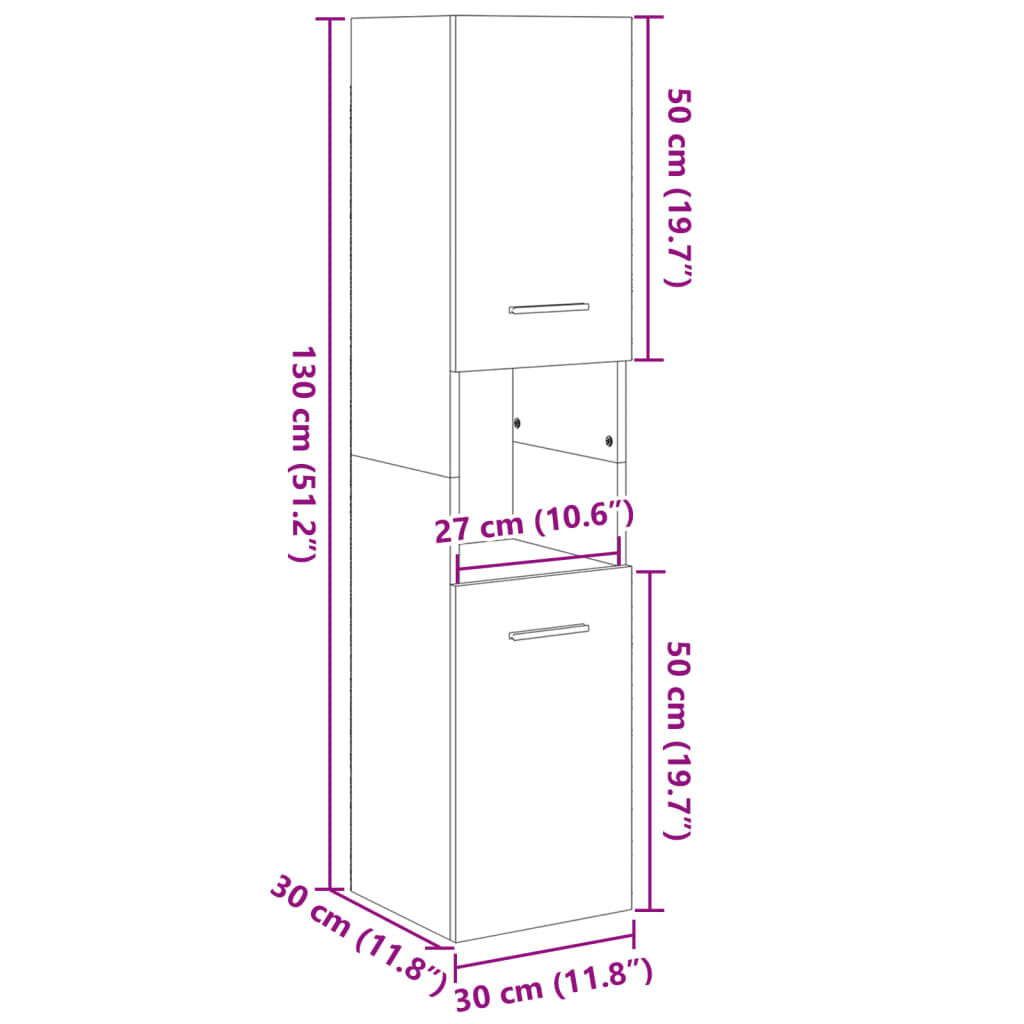 vidaXL Στήλη Μπάνιου Sonoma Δρυς 30 x 30 x 130 εκ. από Επεξ. Ξύλο