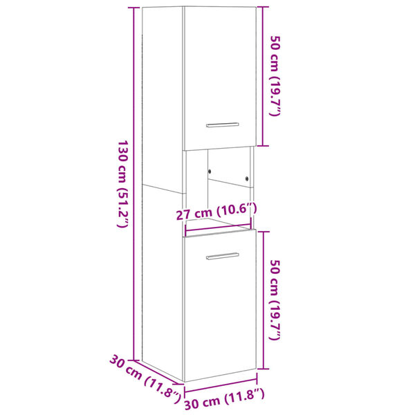 vidaXL Στήλη Μπάνιου Sonoma Δρυς 30 x 30 x 130 εκ. από Επεξ. Ξύλο