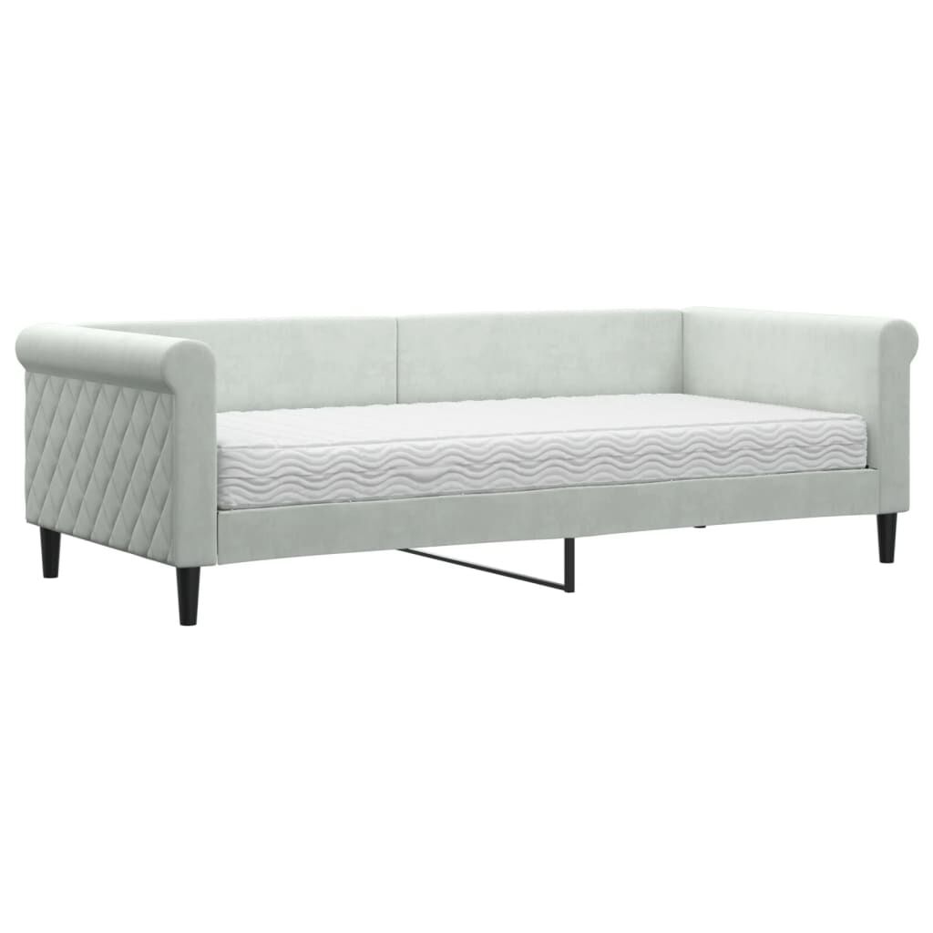 vidaXL Καναπές Κρεβάτι με Στρώμα Ανοιχτό Γκρι 90 x 200 εκ. Βελούδινος