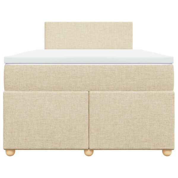 vidaXL Κρεβάτι Boxspring με Στρώμα Κρεμ 120x190 εκ. Υφασμάτινο