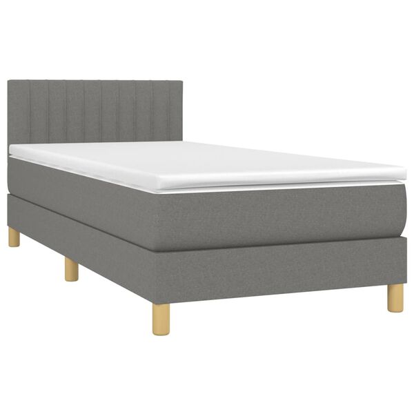 vidaXL Κρεβάτι Boxspring με Στρώμα Σκούρο Γκρι 80x200 εκ. Υφασμάτινο