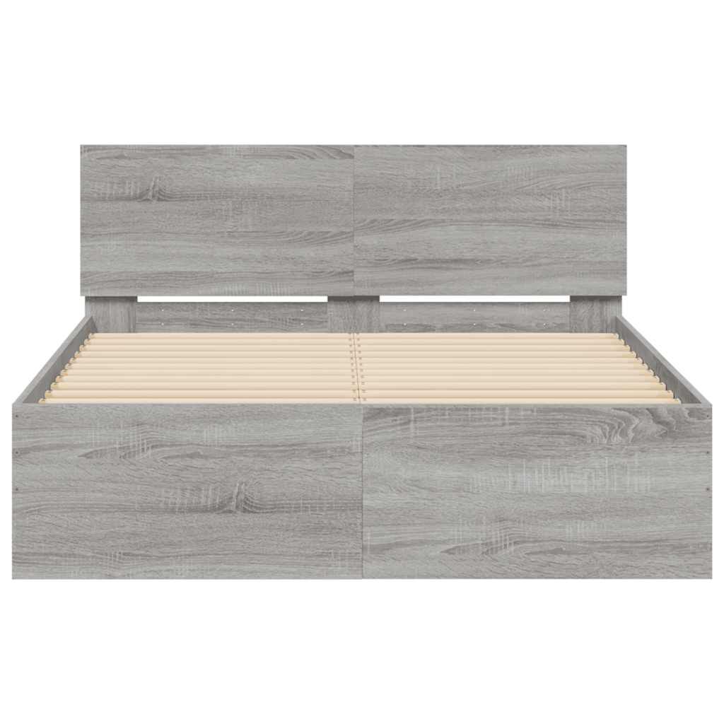 vidaXL Πλαίσιο Κρεβατιού με Κεφαλάρι/LED Γκρι Sonoma 120x200 εκ.