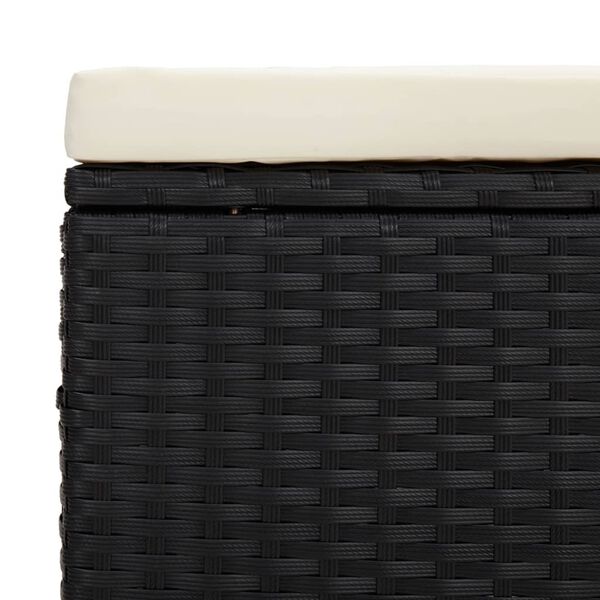 vidaXL Υποπόδιο με Μαξιλάρι Μαύρο 40 x 30 x 40 εκ. από Συνθετικό Ρατάν