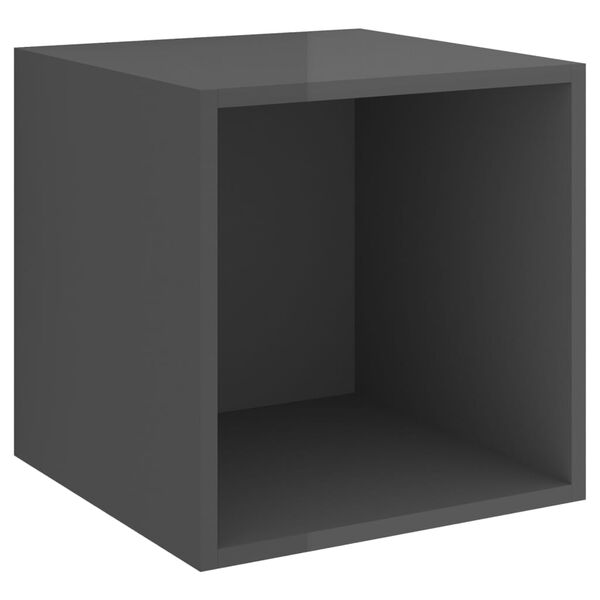 vidaXL Ντουλάπια Τοίχου 4 τεμ. Γυαλ. Γκρι 37x37x37 εκ. από Επεξ. Ξύλο