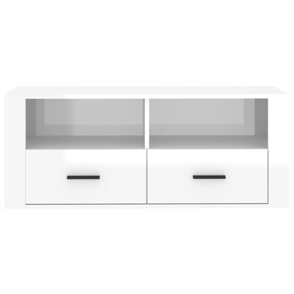 vidaXL Έπιπλο Τηλεόρασης Γυαλ. Λευκό 100x35x40 εκ. Επεξεργασμένο Ξύλο