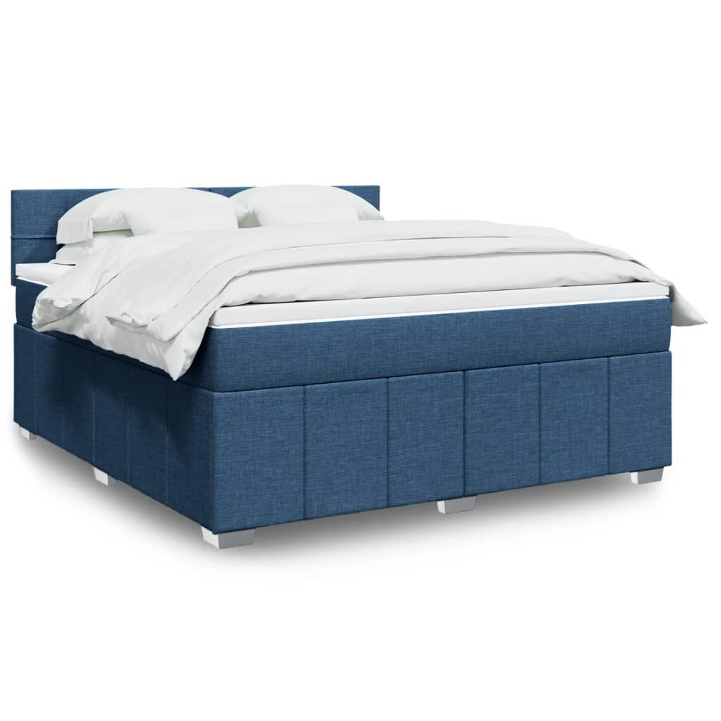 vidaXL Κρεβάτι Boxspring με Στρώμα Μπλε 180x200 εκ. Υφασμάτινο
