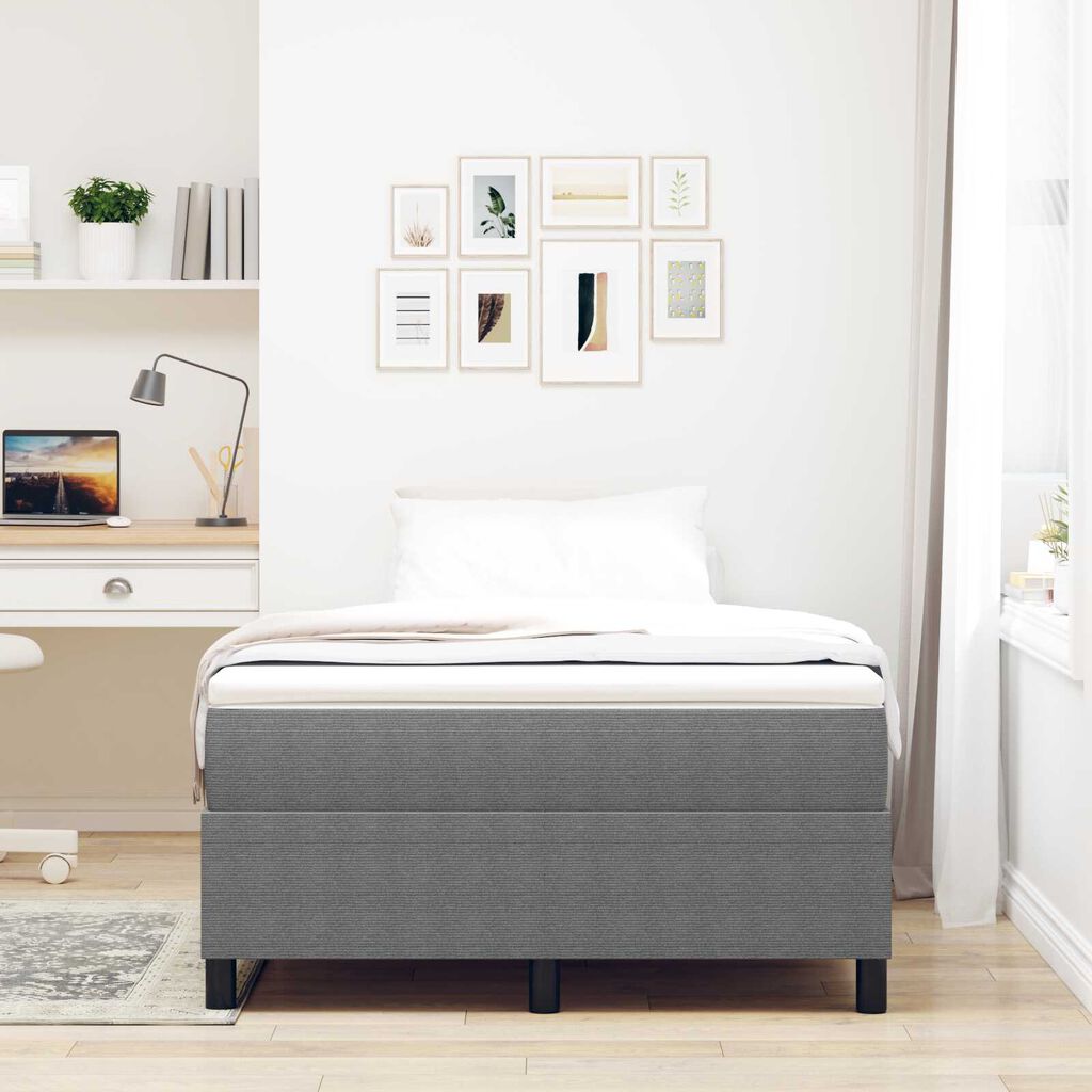 vidaXL Κρεβάτι Box Spring με Στρώμα σε Ανοιχτό Γκρι - 120 x 200 εκ βελουτέ ύφασμα
