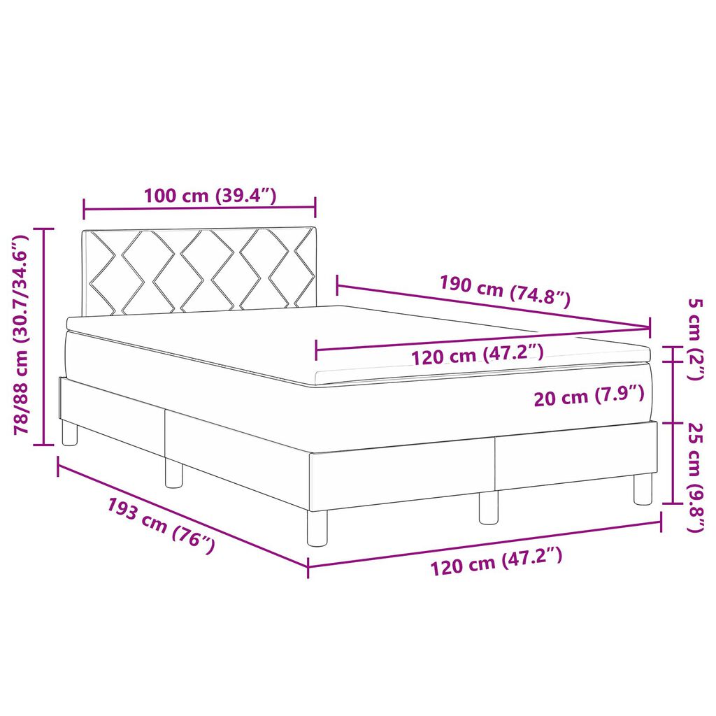 vidaXL Κρεβάτι με Στρώμα Κρέμ 120x190 cm Υφασμάτινο