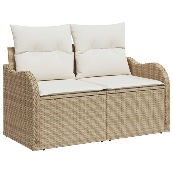 vidaXL Σετ Καναπέ Κήπου με μαξιλάρι 5 pcs Μπεζ Πολυ ράταν