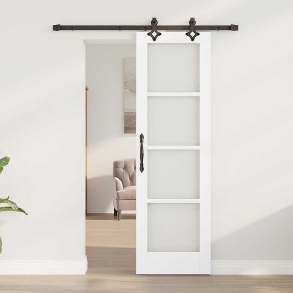 vidaXL Συρόμενη Πόρτα Λευκό 61 x 198.5 εκ. Ξύλο και μέταλλο