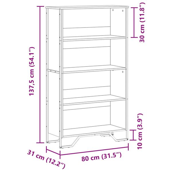 vidaXL Βιβλιοθήκη Sonoma Δρυς 80x31x137,5 εκ. από Επεξεργασμένο Ξύλο